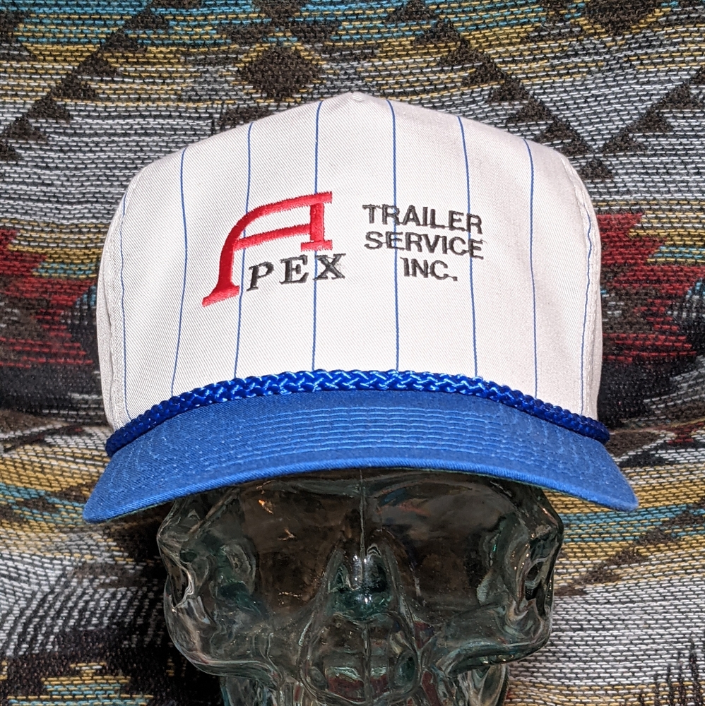 90s Apex Trailer Canvas Pinstripe Embroidered Ziplock Back. Cleaned and reshaped